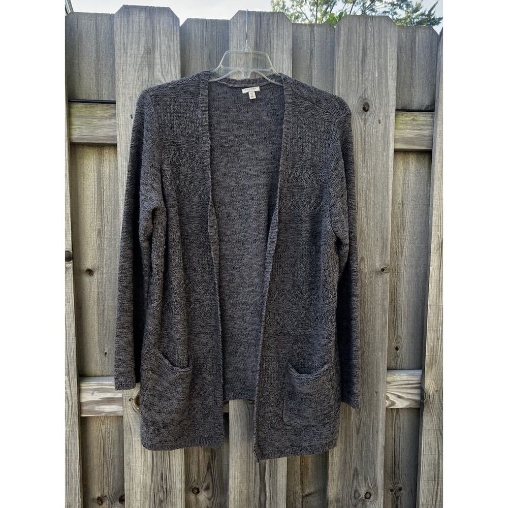 Sonoma Goods For Life Women’s 1X Gray Open Front Cardigan Textured Knit Sweater